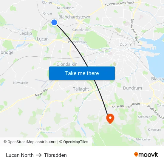 Lucan North to Tibradden map