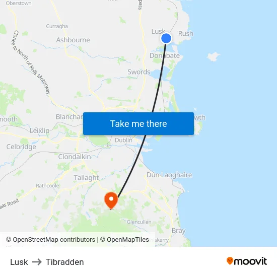 Lusk to Tibradden map