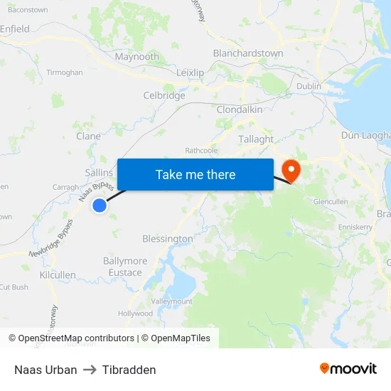 Naas Urban to Tibradden map