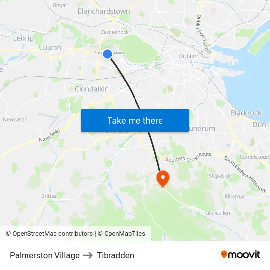 Palmerston Village to Tibradden map