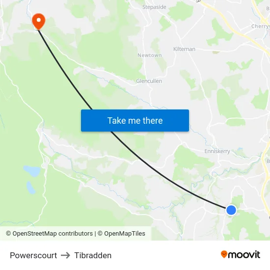 Powerscourt to Tibradden map