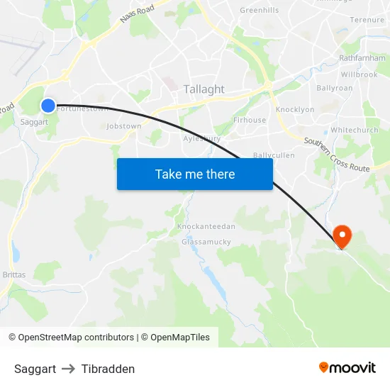 Saggart to Tibradden map