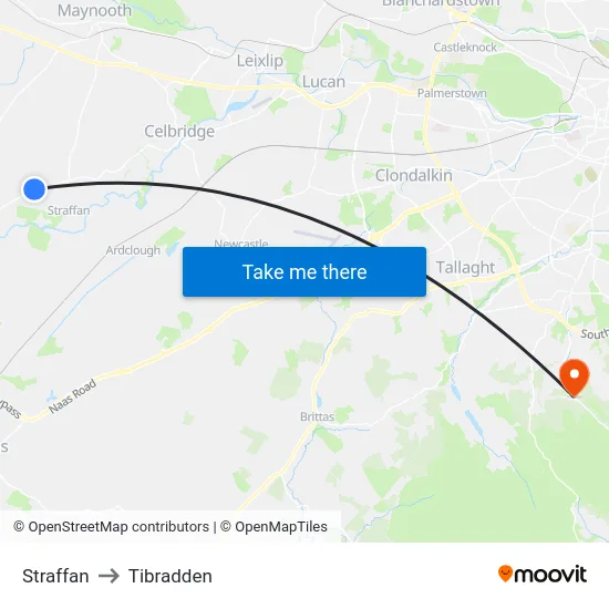 Straffan to Tibradden map
