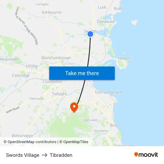 Swords Village to Tibradden map