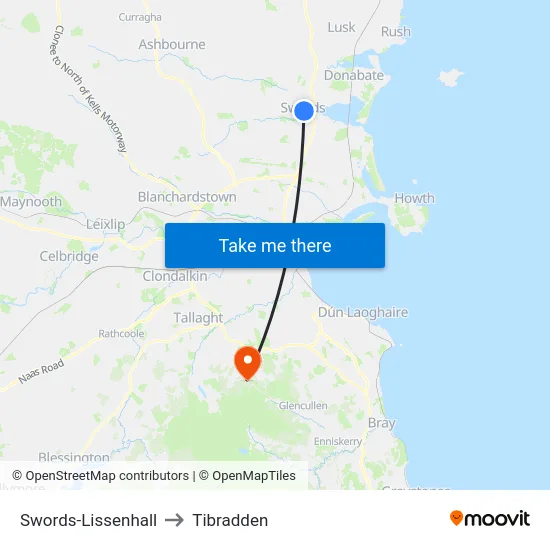 Swords-Lissenhall to Tibradden map
