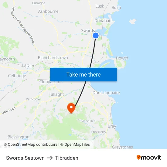 Swords-Seatown to Tibradden map