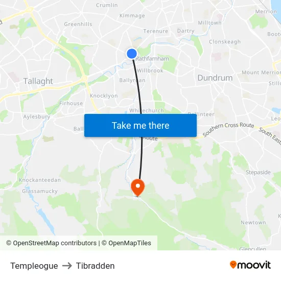 Templeogue to Tibradden map