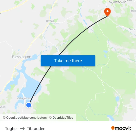 Togher to Tibradden map