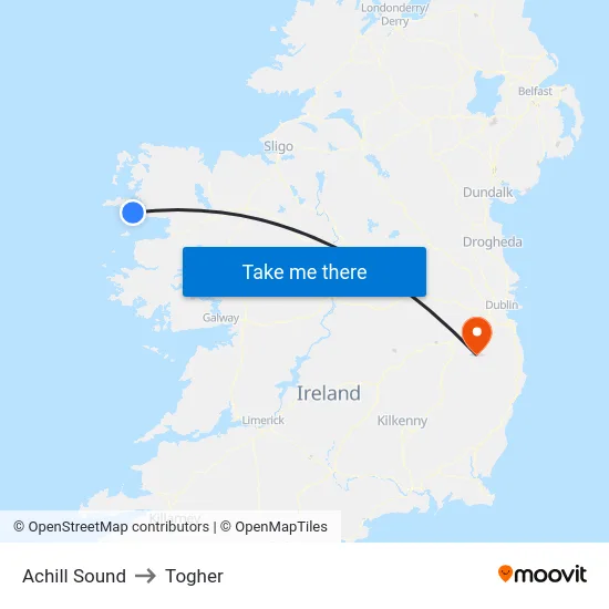 Achill Sound to Togher map