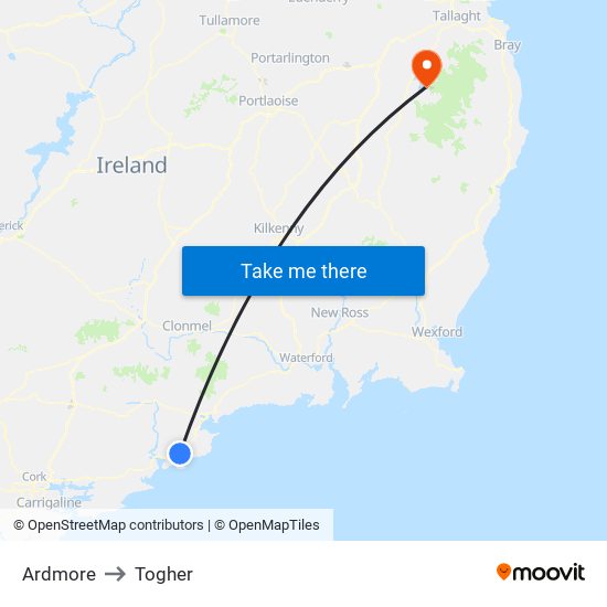 Ardmore to Togher map