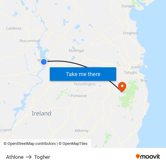 Athlone to Togher map