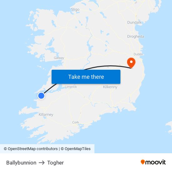 Ballybunnion to Togher map