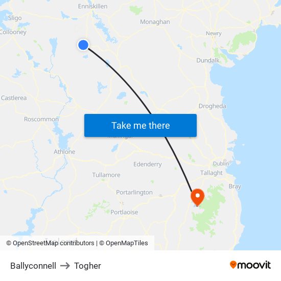 Ballyconnell to Togher map