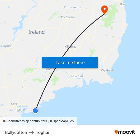 Ballycotton to Togher map