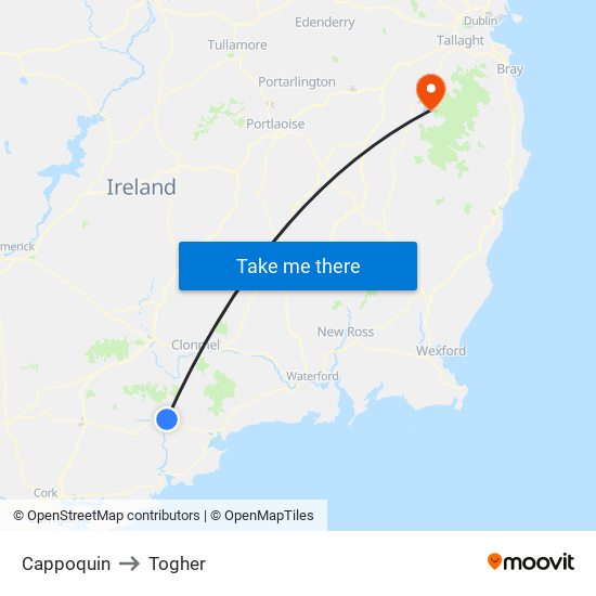 Cappoquin to Togher map