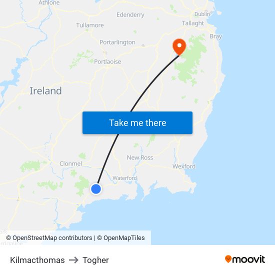 Kilmacthomas to Togher map