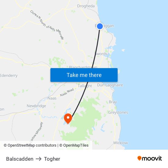 Balscadden to Togher map