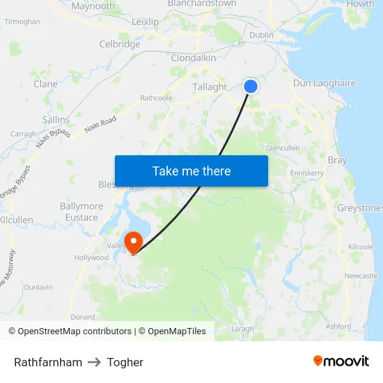 Rathfarnham to Togher map