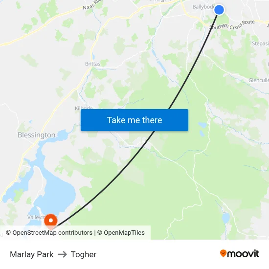 Marlay Park to Togher map