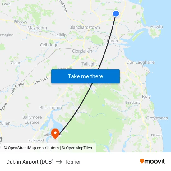 Dublin Airport (DUB) to Togher map