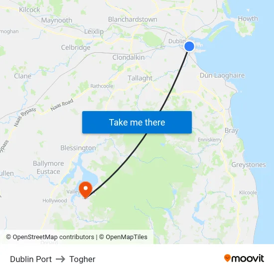 Dublin Port to Togher map