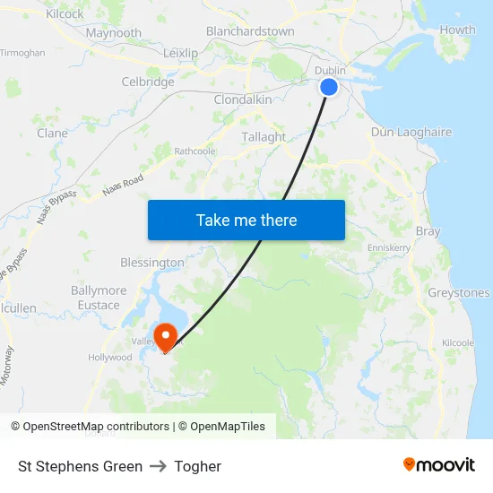 St Stephens Green to Togher map