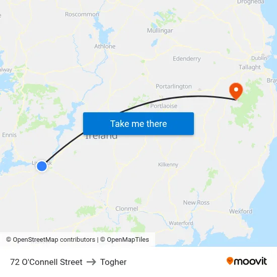 72 O'Connell Street to Togher map