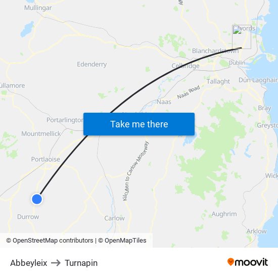 Abbeyleix to Turnapin map