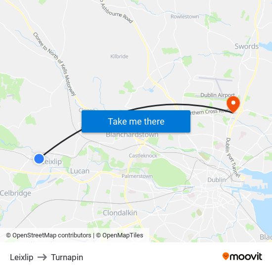 Leixlip to Turnapin map
