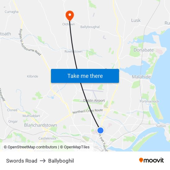 Swords Road to Ballyboghil map