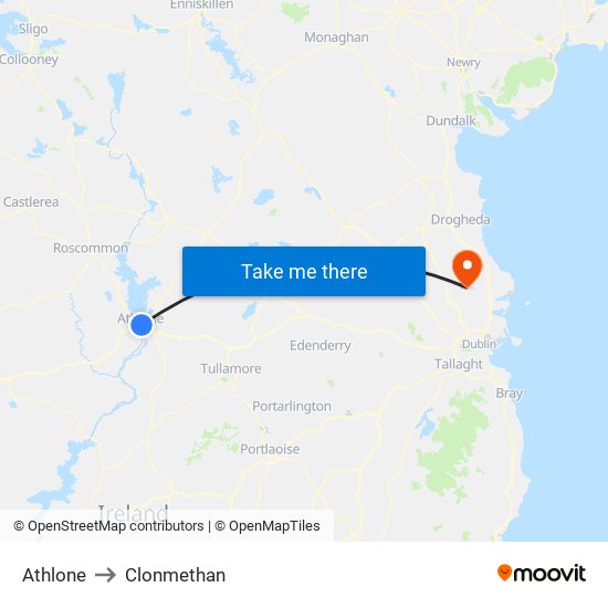 Athlone to Clonmethan map