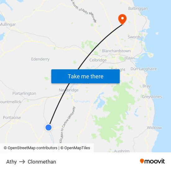 Athy to Clonmethan map