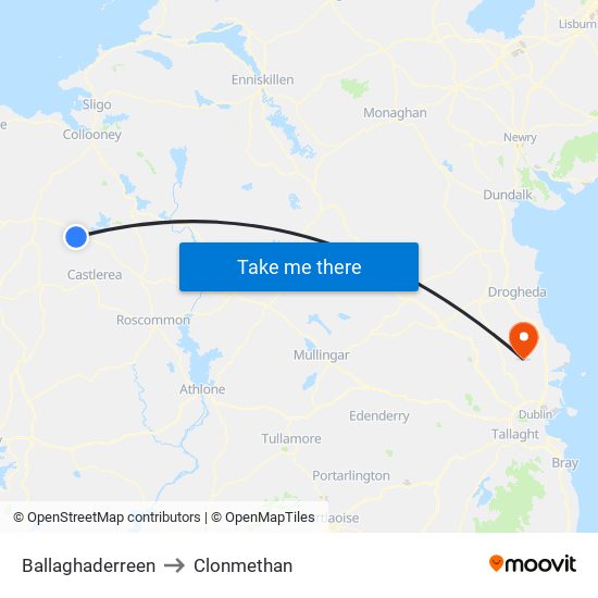 Ballaghaderreen to Clonmethan map
