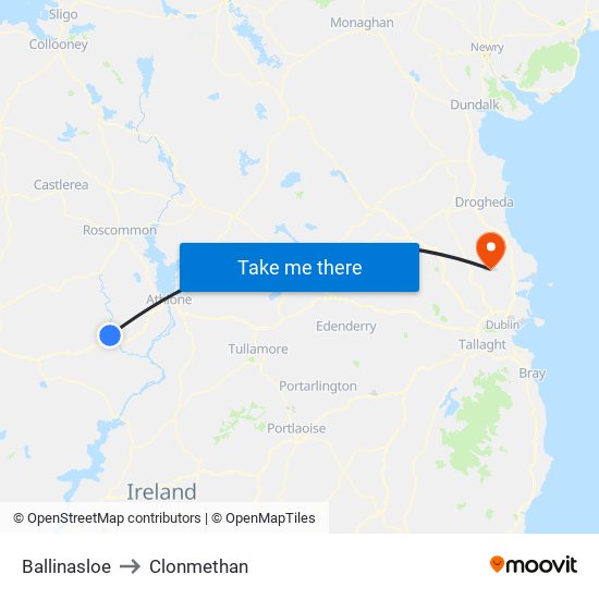 Ballinasloe to Clonmethan map