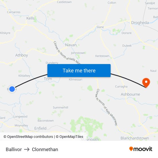 Ballivor to Clonmethan map