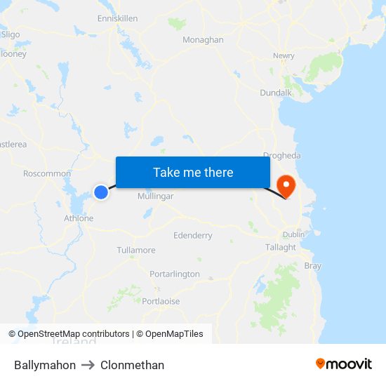 Ballymahon to Clonmethan map