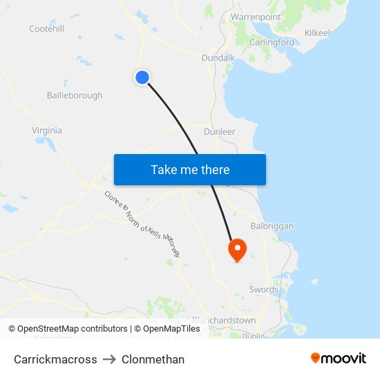 Carrickmacross to Clonmethan map