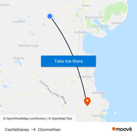 Castleblaney to Clonmethan map