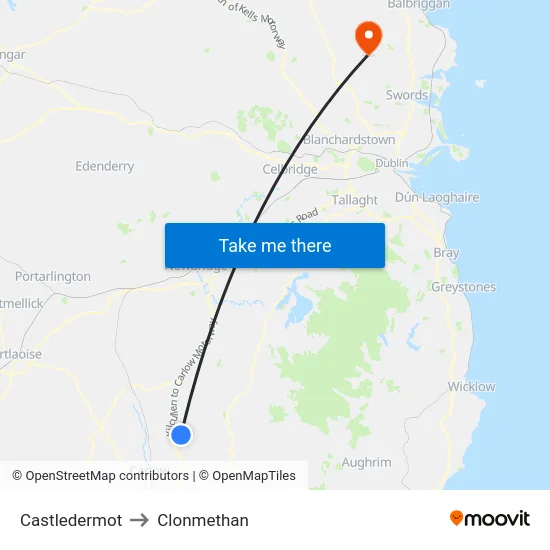 Castledermot to Clonmethan map