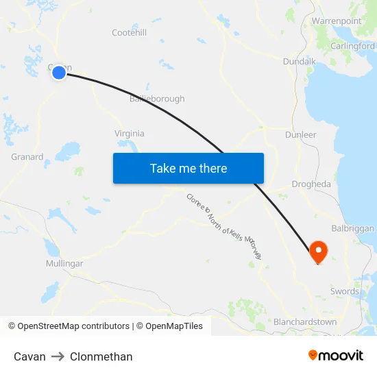 Cavan to Clonmethan map