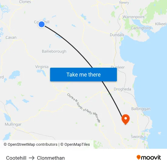 Cootehill to Clonmethan map