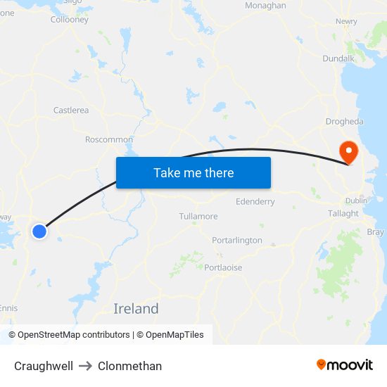 Craughwell to Clonmethan map