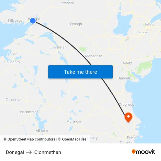 Donegal to Clonmethan map