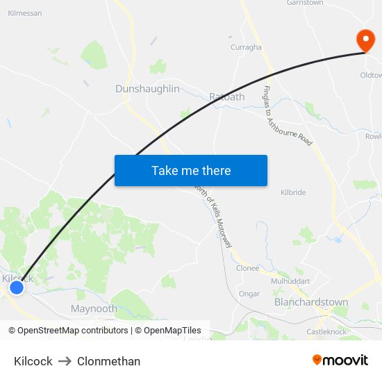 Kilcock to Clonmethan map