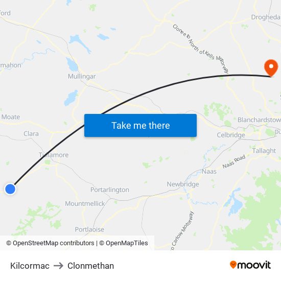 Kilcormac to Clonmethan map