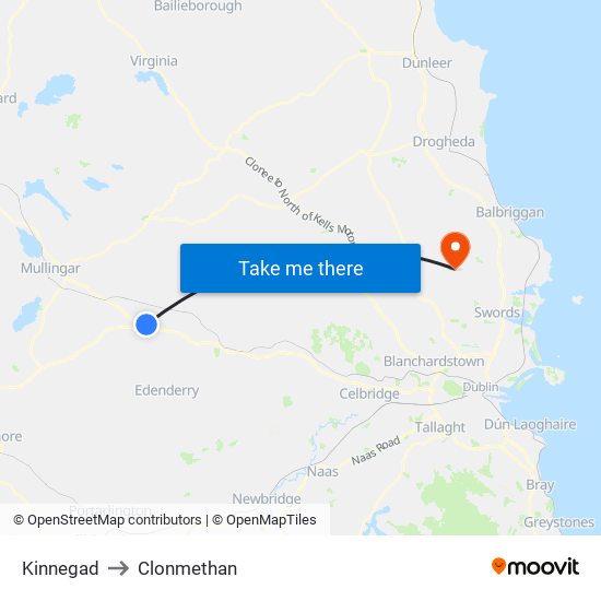 Kinnegad to Clonmethan map