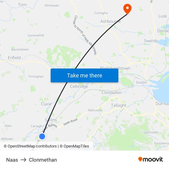 Naas to Clonmethan map