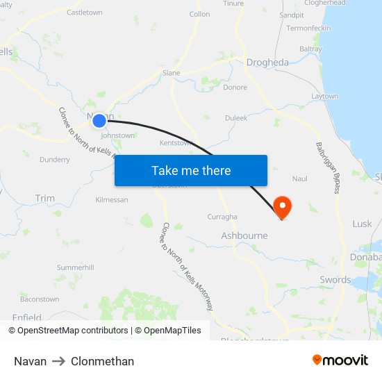 Navan to Clonmethan map