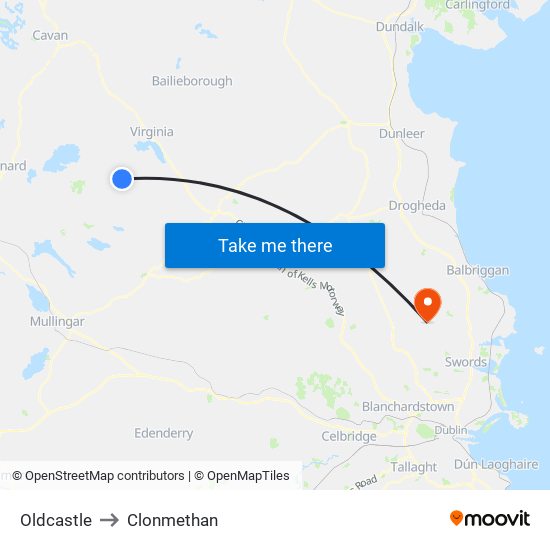 Oldcastle to Clonmethan map