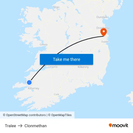Tralee to Clonmethan map